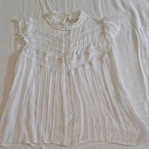 New York & Company White Lace Blouse